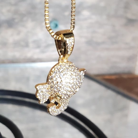 Crystal Elephant Head Necklace - Copper, Triple plated in 18K Yellow GOld. Sp - Picture 2 of 13